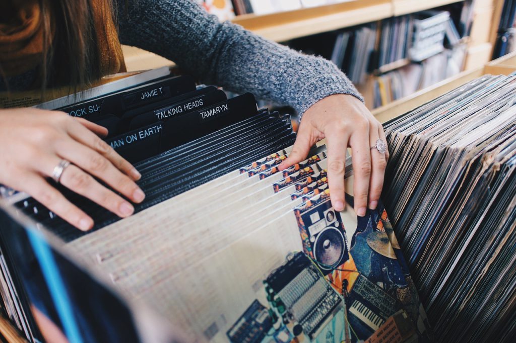 vinyl records, store, shopping