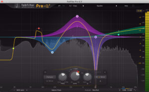 A picture of one of the best equalizers for electronic music, in my opinion, the Fabfilter Pro Q 3