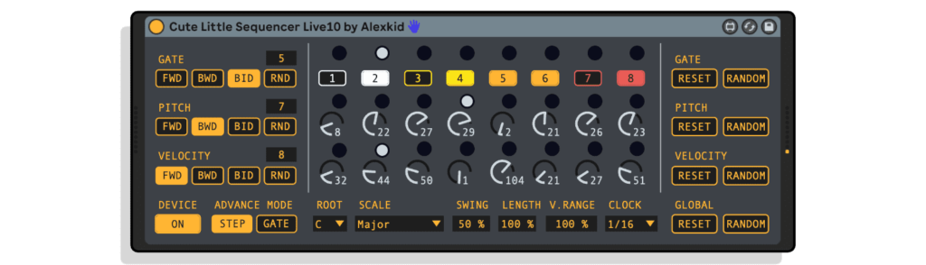 An image of the Cute Little Sequencer, a great generative sequencer