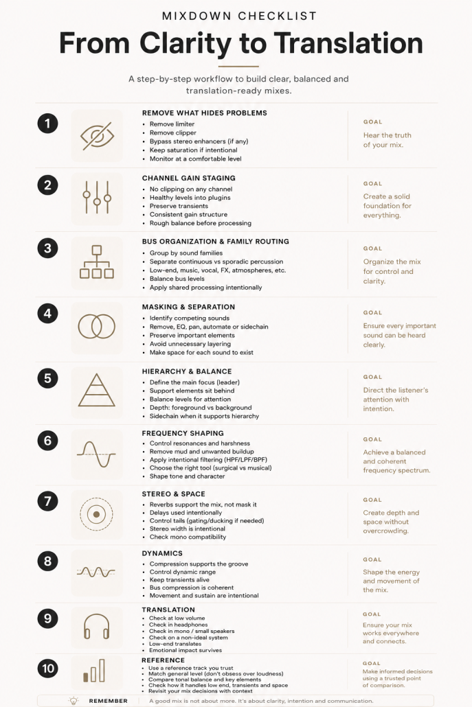 Audio mixdown checklist | Audioservices